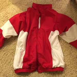 Retro red and white wind breaker